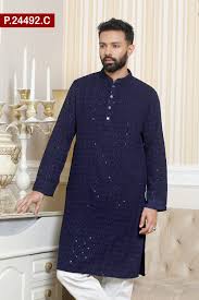 Artistic Design Sequence Cotton Panjabi